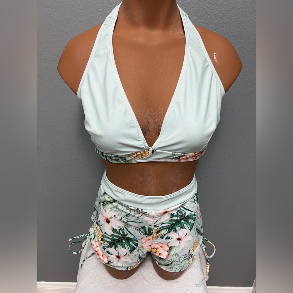 Floral Bikini Set with Tropical Print MED top LRG bottom